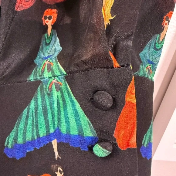 Alice + Olivia Willa Romantic Stace Face Black Shirt Blouse Women Size M - Picture 4 of 7